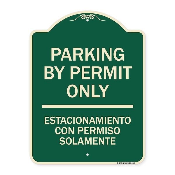 Parking by Permit Estacionamiento Con Permiso Solamente Heavy-Gauge Alum, 24" x 18", G-1824-23454